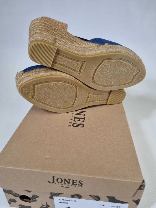 Jones Bootmaker - Denim Rosabelle Wedge Espadrilles  Size: Uk 4
