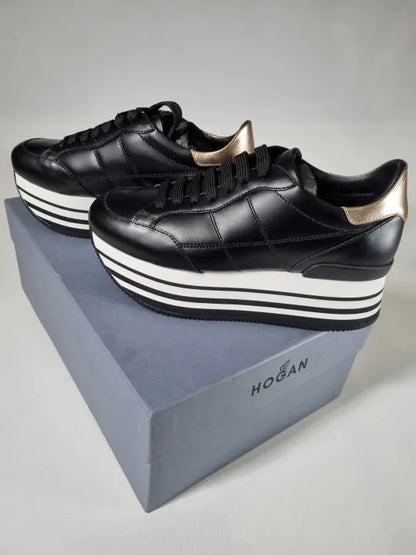 Hogan - White Grey And Black Platform Sneakers Size: Eur 37