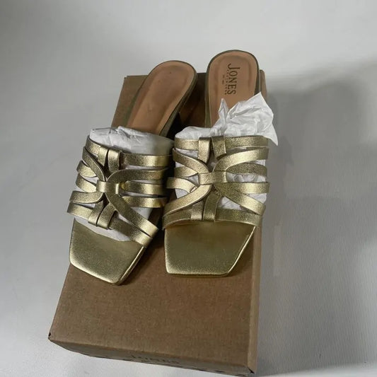 Jones Bootmaker - Gold Izabella Strappy Heeled Mules Size: Uk 4