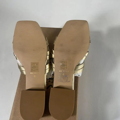 Jones Bootmaker - Gold Izabella Strappy Heeled Mules Size: Uk 4