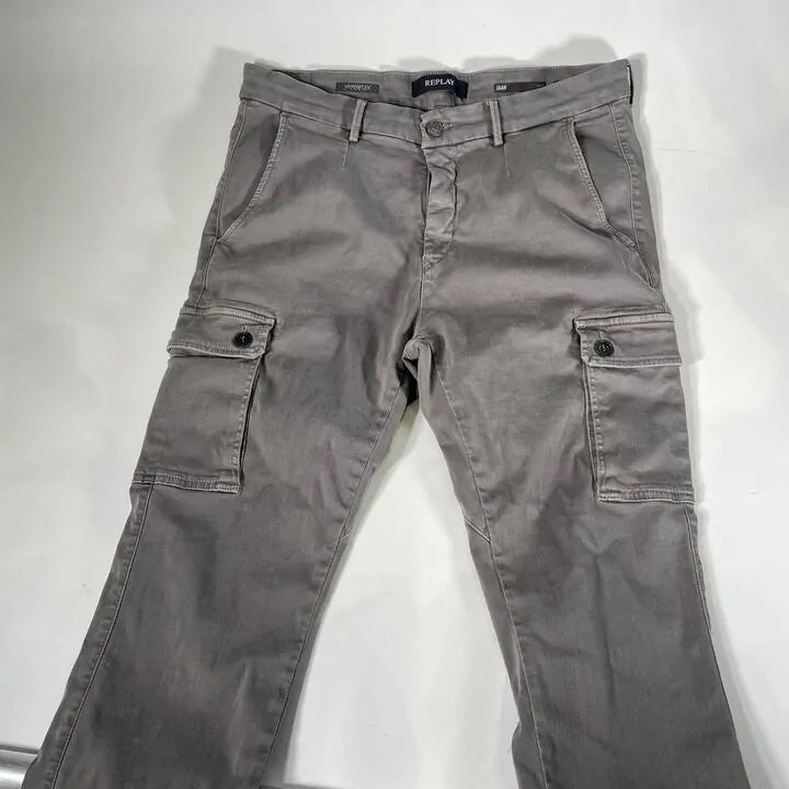 Replay- Grey Jaan Slim Hyperflex Cargos Size: W34/L32