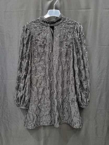 Mint Velvet Black Sequin Mini Dress Size: Uk 10