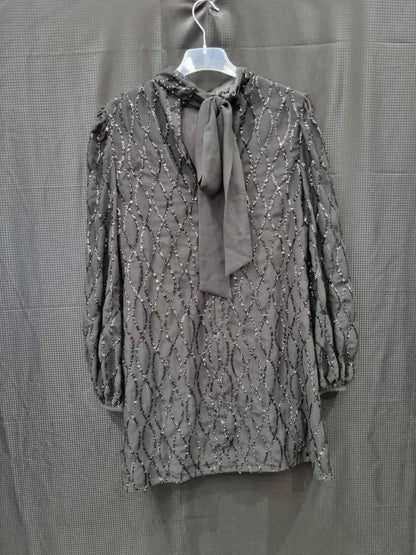 Mint Velvet Black Sequin Mini Dress Size: Uk 10