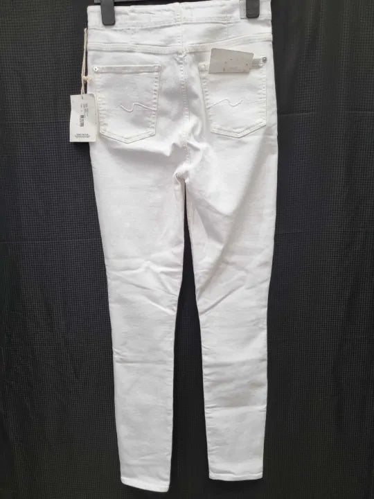 7 For All Mankind - White Sasha Stretch Slim Jeans Size: 29