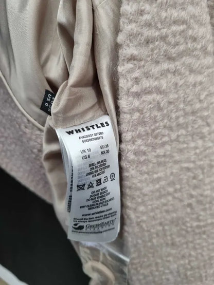 Whistles - Beige Anita Boucle Wool Blend Coat Size: Small
