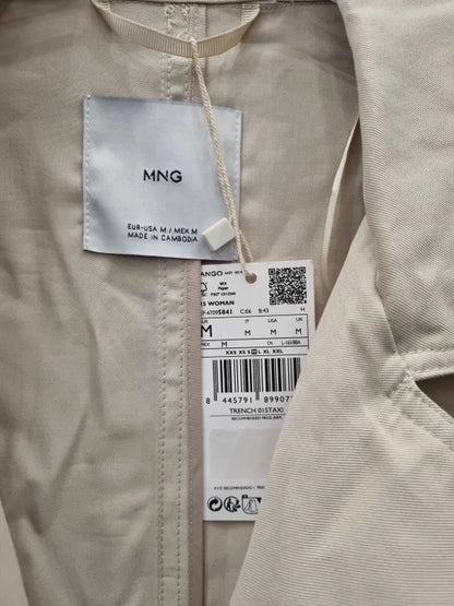 Mango Beige Trench Coat Size: Medium
