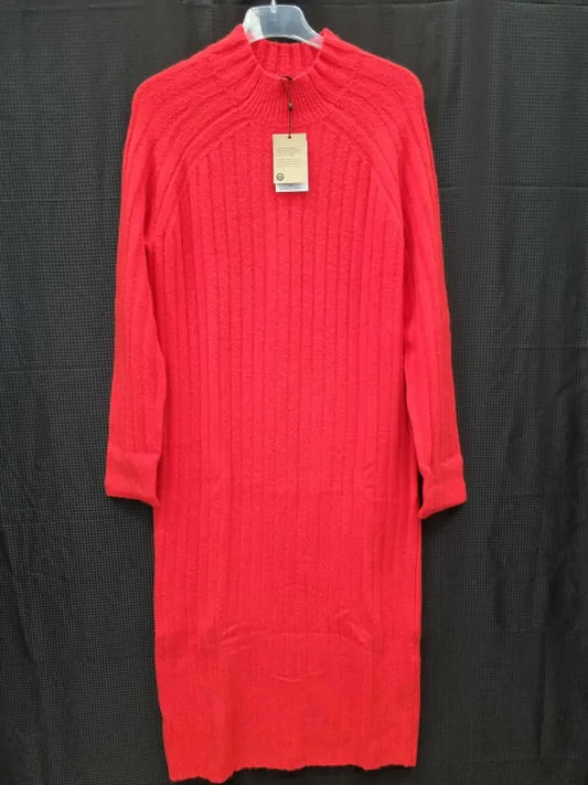 Whistles Red Ribbed Wool Blend Midi Dress Size: Small