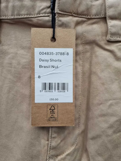Hush Beige Daisy Stretch Cotton Shorts Size: Uk 8  deal !!