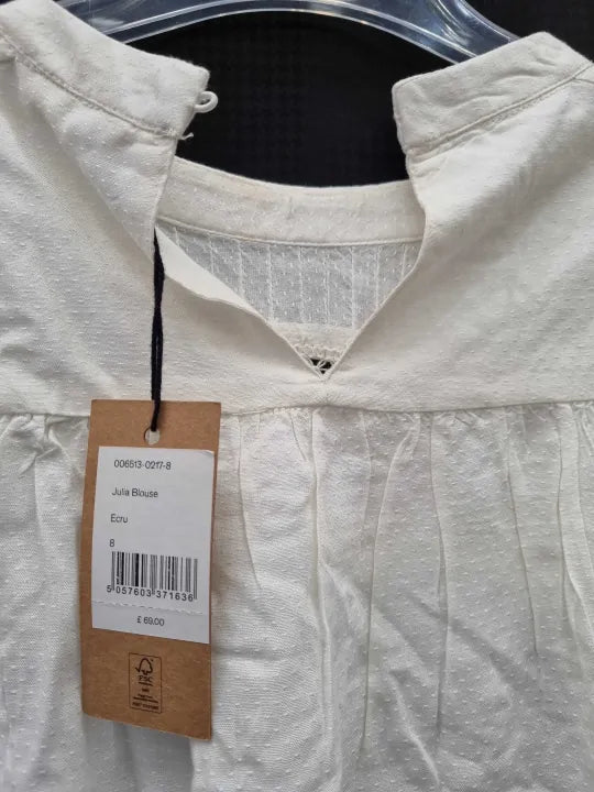 Hush Ecru Julia Broderie Blouse Size: Uk 8