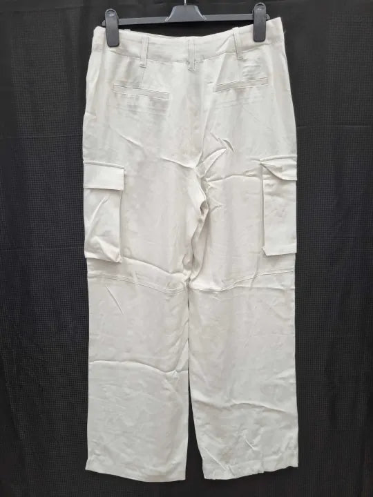 Reiss Pebble Drew Combat Wide Leg Trousers Size: Uk 12