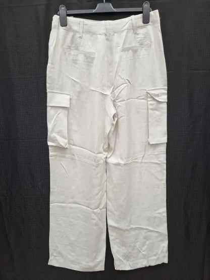 Reiss Pebble Drew Combat Wide Leg Trousers Size: Uk 12
