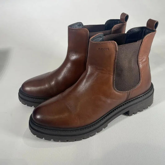 Geox - Brown Leather D Iridea Ankle Boot Size: Uk 8