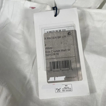 Theory - White Racer Linen Blend Dress Size: Uk 4