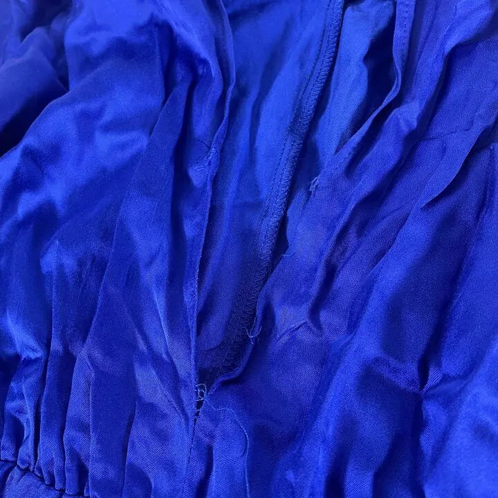 Mango - Blue Satin Jumpsuit With Belt Size: Large