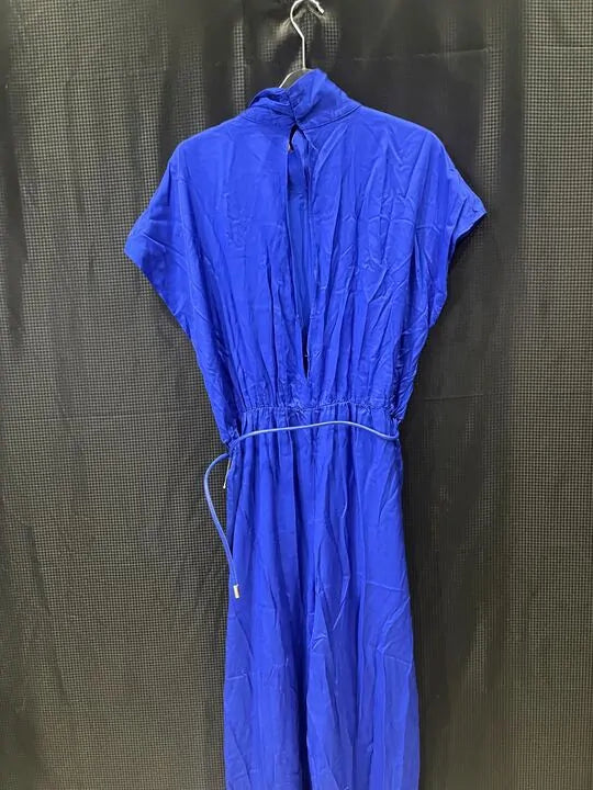 Mango - Blue Satin Jumpsuit With Belt Size: Large