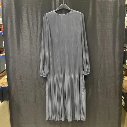 Mint Velvet-M-Dark Grey Pleated Midi Dress Size: Medium