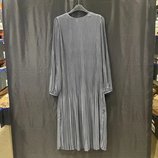 Mint Velvet-M-Dark Grey Pleated Midi Dress Size: Medium