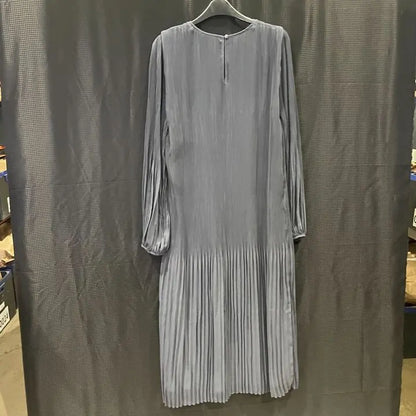 Mint Velvet-M-Dark Grey Pleated Midi Dress Size: Medium