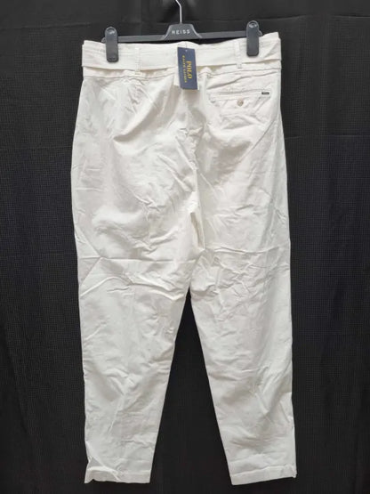 Polo Ralph Lauren White Twill Belted Blend Jeans Size: Uk 14