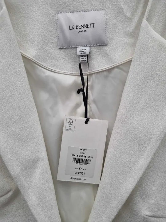 L K Bennett Cream Sky Blazer Size: Uk 18