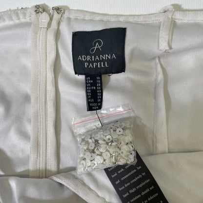 Adrianna Papell- White Sequins Dress Size: Uk 22/Eu 50