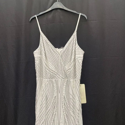 Adrianna Papell- White Sequins Dress Size: Uk 22/Eu 50