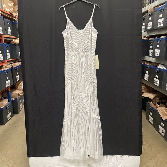 Adrianna Papell- White Sequins Dress Size: Uk 22/Eu 50