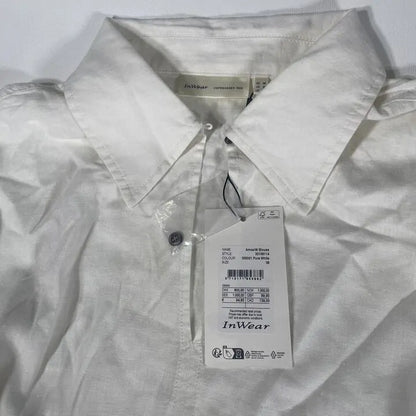 Inwear-12-White Amos Linen Blend Blouse Size: Uk 12