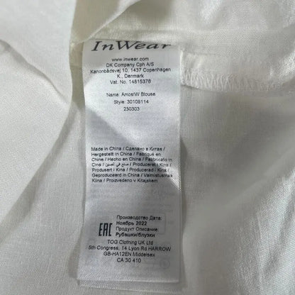 Inwear-12-White Amos Linen Blend Blouse Size: Uk 12