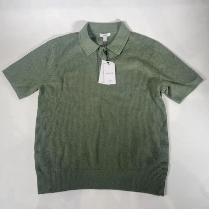Reiss - Sage Georgy Linen Blend Polo Shirt Size: Small