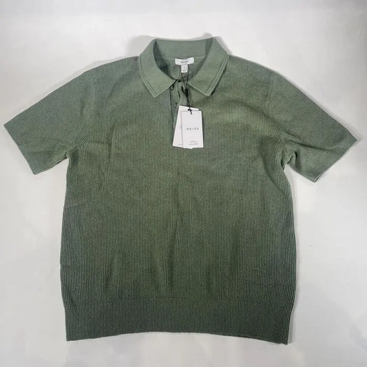 Reiss - Sage Georgy Linen Blend Polo Shirt Size: Small