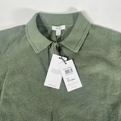 Reiss - Sage Georgy Linen Blend Polo Shirt Size: Small
