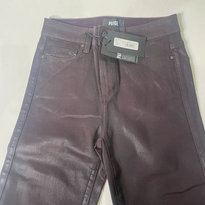 Paige-Plum Coated Cindy Straight Leg Jeans Size: 26