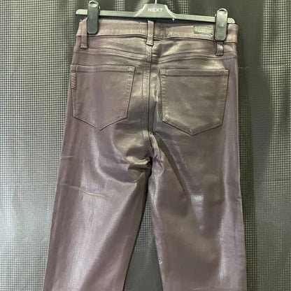 Paige-Plum Coated Cindy Straight Leg Jeans Size: 26