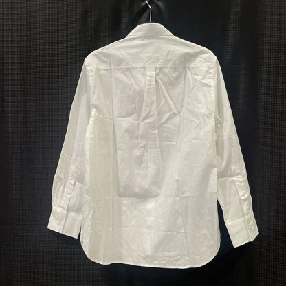 7 For All Mankind - White Poplin Ruched Cotton Blend Shirt Size: Xs