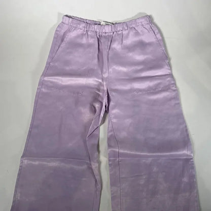 Vince - Lilac Wide Leg Linen Blend Trousers Size: Small