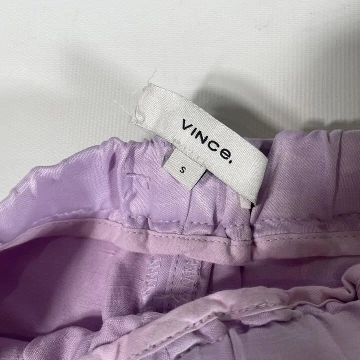 Vince - Lilac Wide Leg Linen Blend Trousers Size: Small