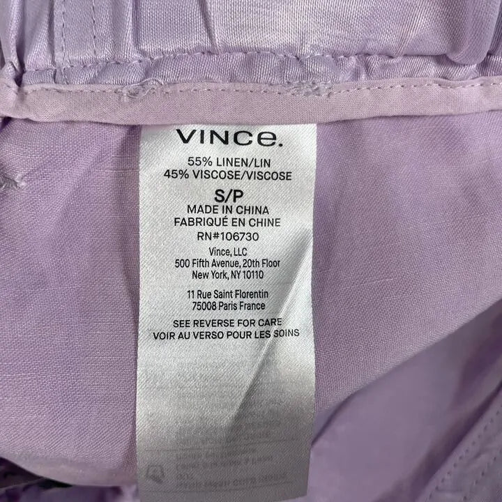 Vince - Lilac Wide Leg Linen Blend Trousers Size: Small