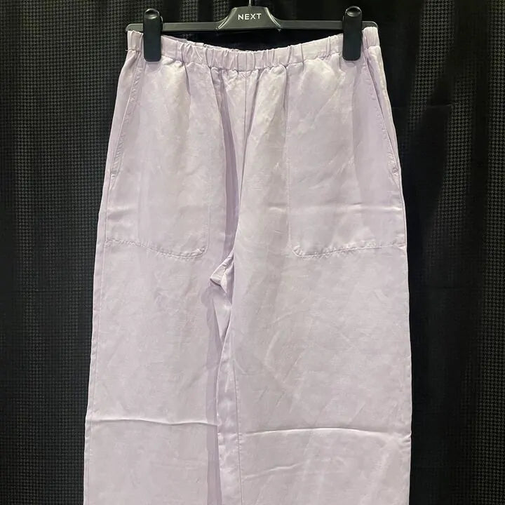 Vince - Lilac Wide Leg Linen Blend Trousers Size: Small