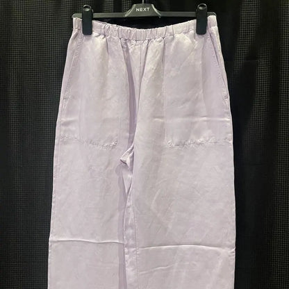 Vince - Lilac Wide Leg Linen Blend Trousers Size: Small