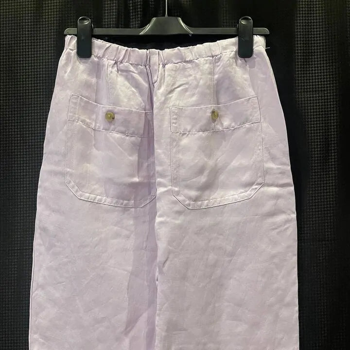 Vince - Lilac Wide Leg Linen Blend Trousers Size: Small