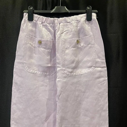 Vince - Lilac Wide Leg Linen Blend Trousers Size: Small