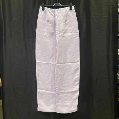 Vince - Lilac Wide Leg Linen Blend Trousers Size: Small