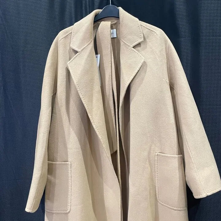No Eleven - Camel Cashmere Blend Wrap Coat Size: Medium