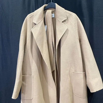 No Eleven - Camel Cashmere Blend Wrap Coat Size: Medium