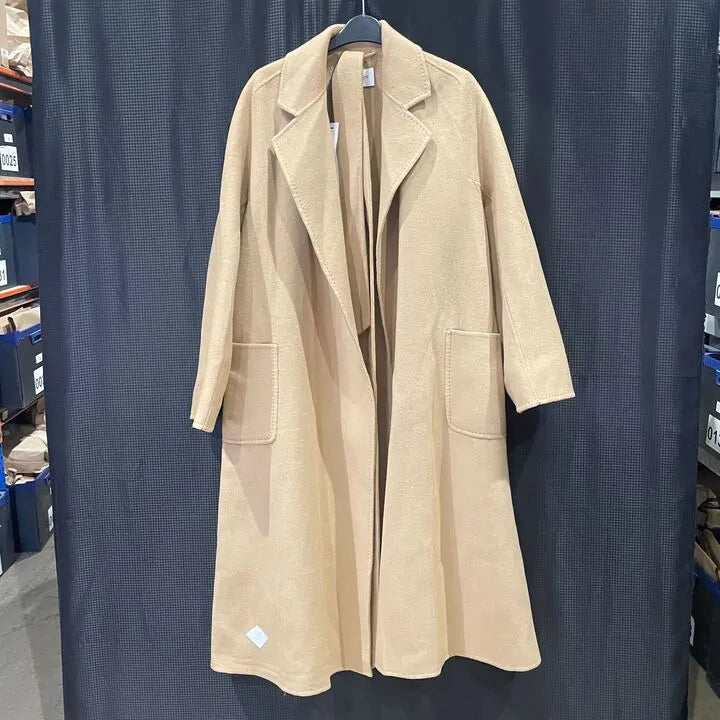 No Eleven - Camel Cashmere Blend Wrap Coat Size: Medium