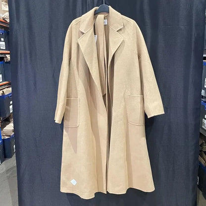 No Eleven - Camel Cashmere Blend Wrap Coat Size: Medium