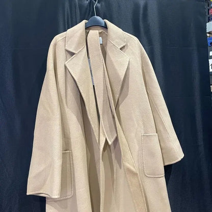 No Eleven - Camel Cashmere Blend Wrap Coat Size: Medium