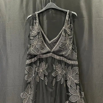 Allsaints-12-Black Laia Embellished Dress Size: Uk 12
