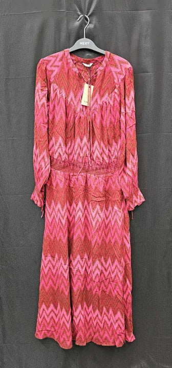 Red Melodie Chevron Dress-Multi Size: UK 10
